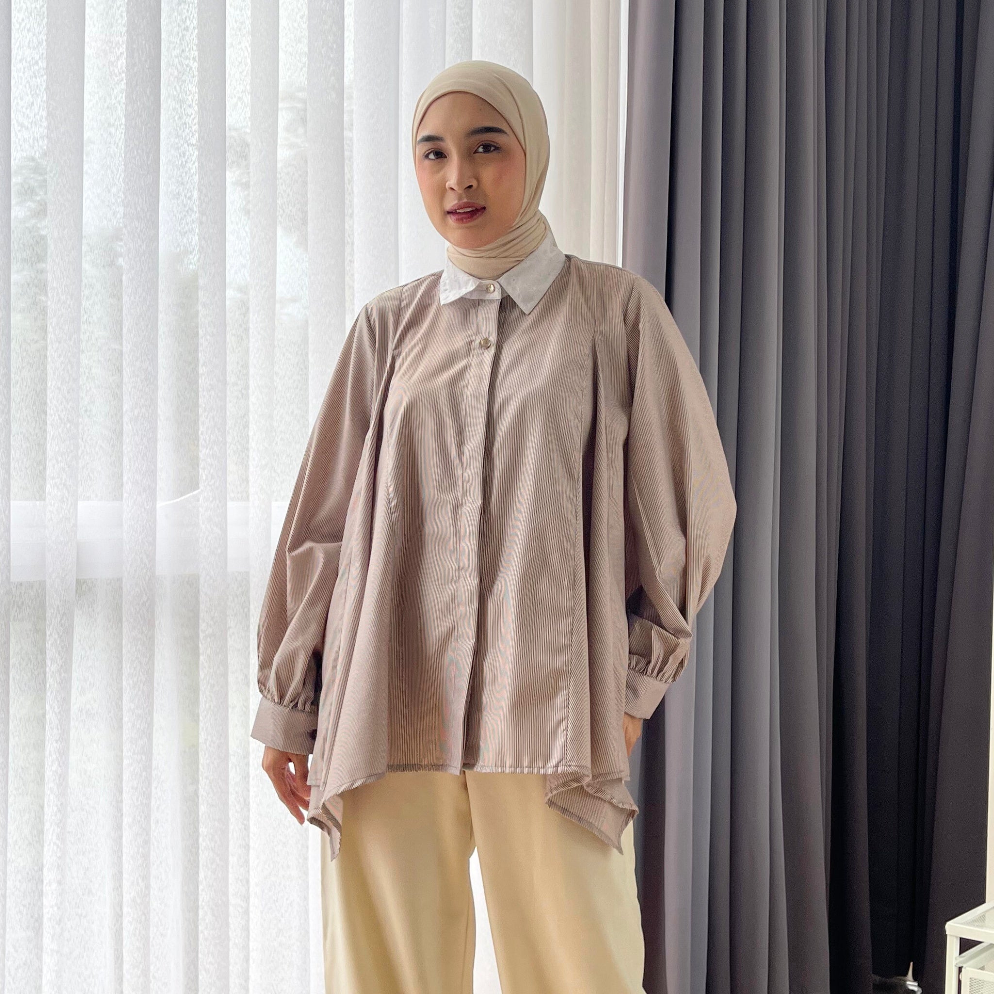 Image of Eclemix Top Yoon | Atasan Wanita Kemeja Blouse Motif Stripe